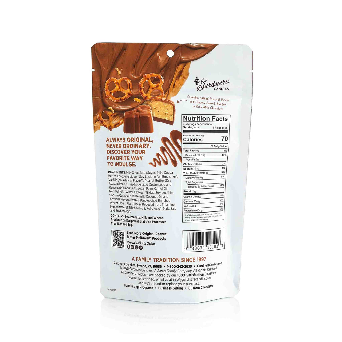 Salted Pretzel Original Peanut Butter Meltaway® Pouch Bag 7 pcs. | 3.5 oz.