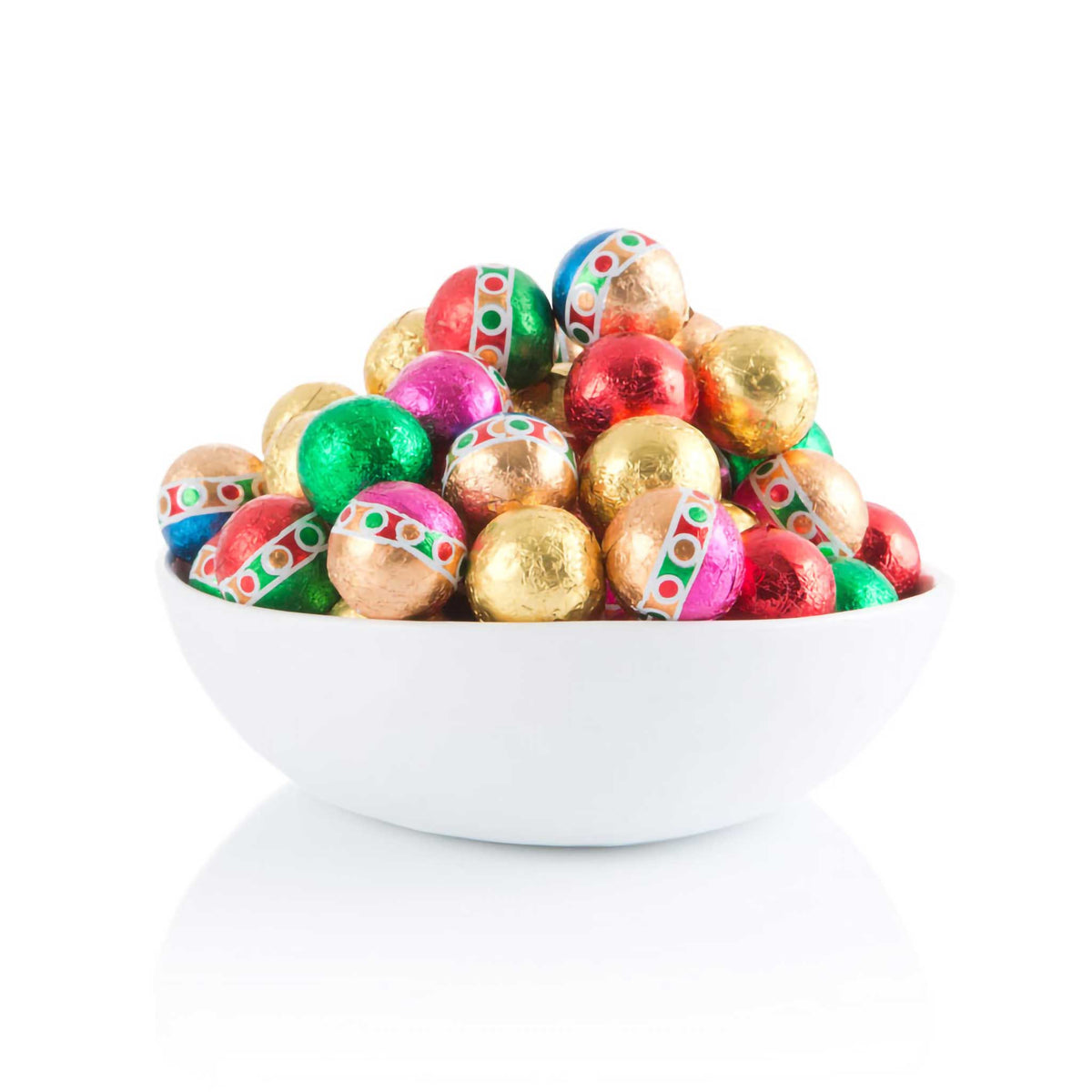 Solid Chocolate Christmas Foiled Balls Milk 16 oz.