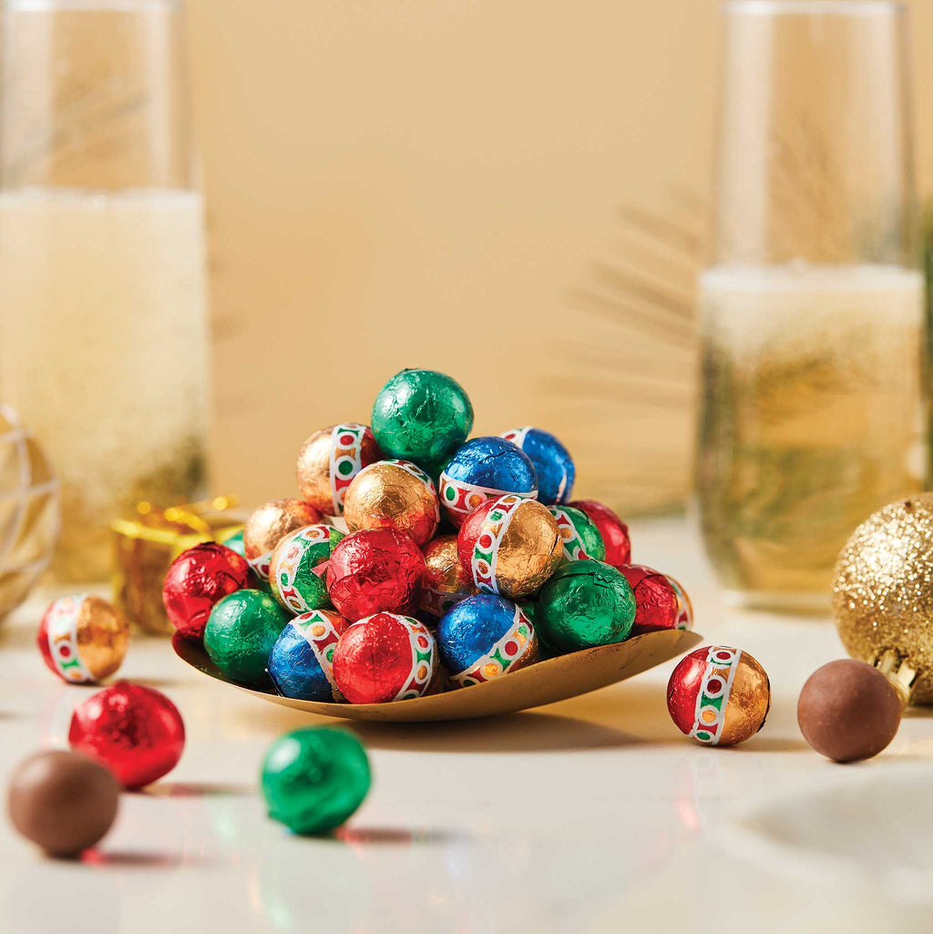 Solid Chocolate Christmas Foiled Balls Milk 16 oz.